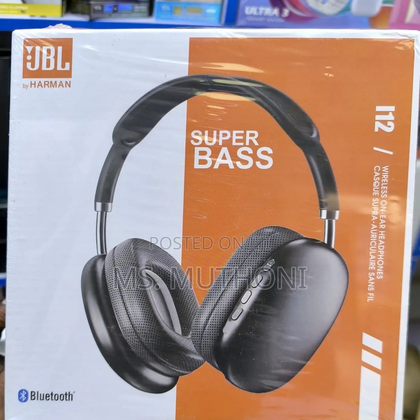JBL I12 Super Bass Wireless Headphones.