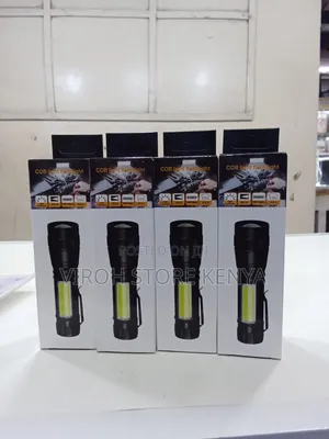 Cob Light Flashlight Torch With Zoom Pocket Size Mettalic