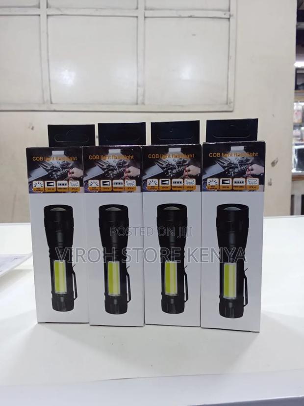Cob Light Flashlight Torch With Zoom Pocket Size Mettalic - main view