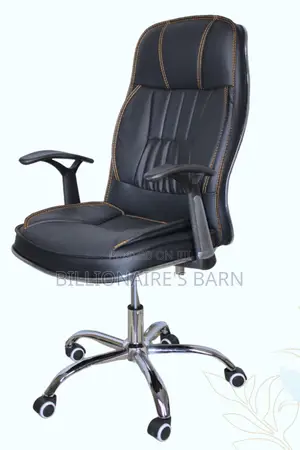 Office Chairs: Puffy Black Leather Executive Office Chair