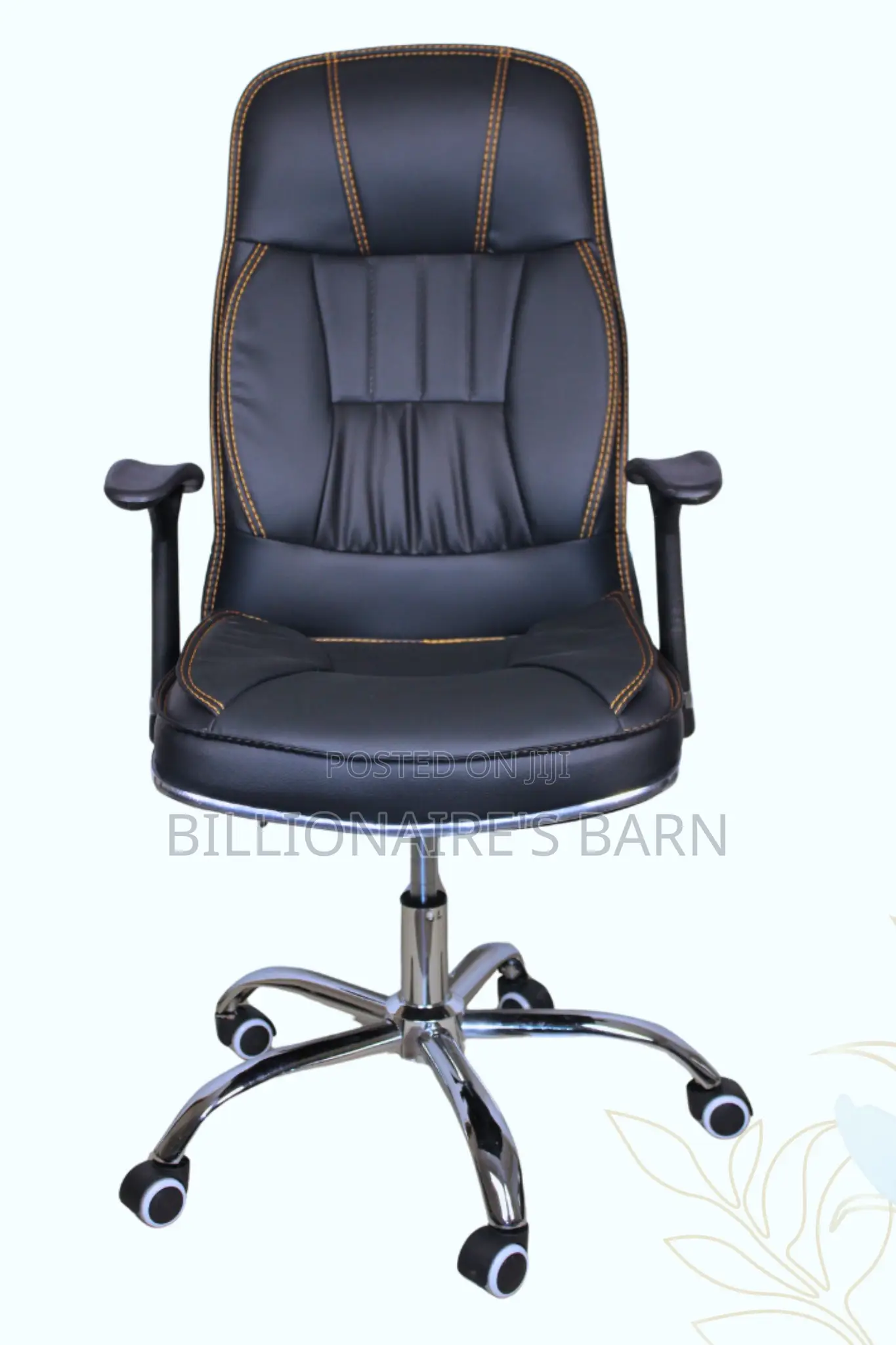 Office Chairs: Puffy Black Leather Executive Office Chair