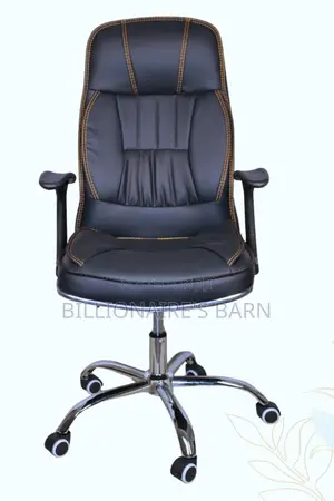 Office Chairs: Puffy Black Leather Executive Office Chair