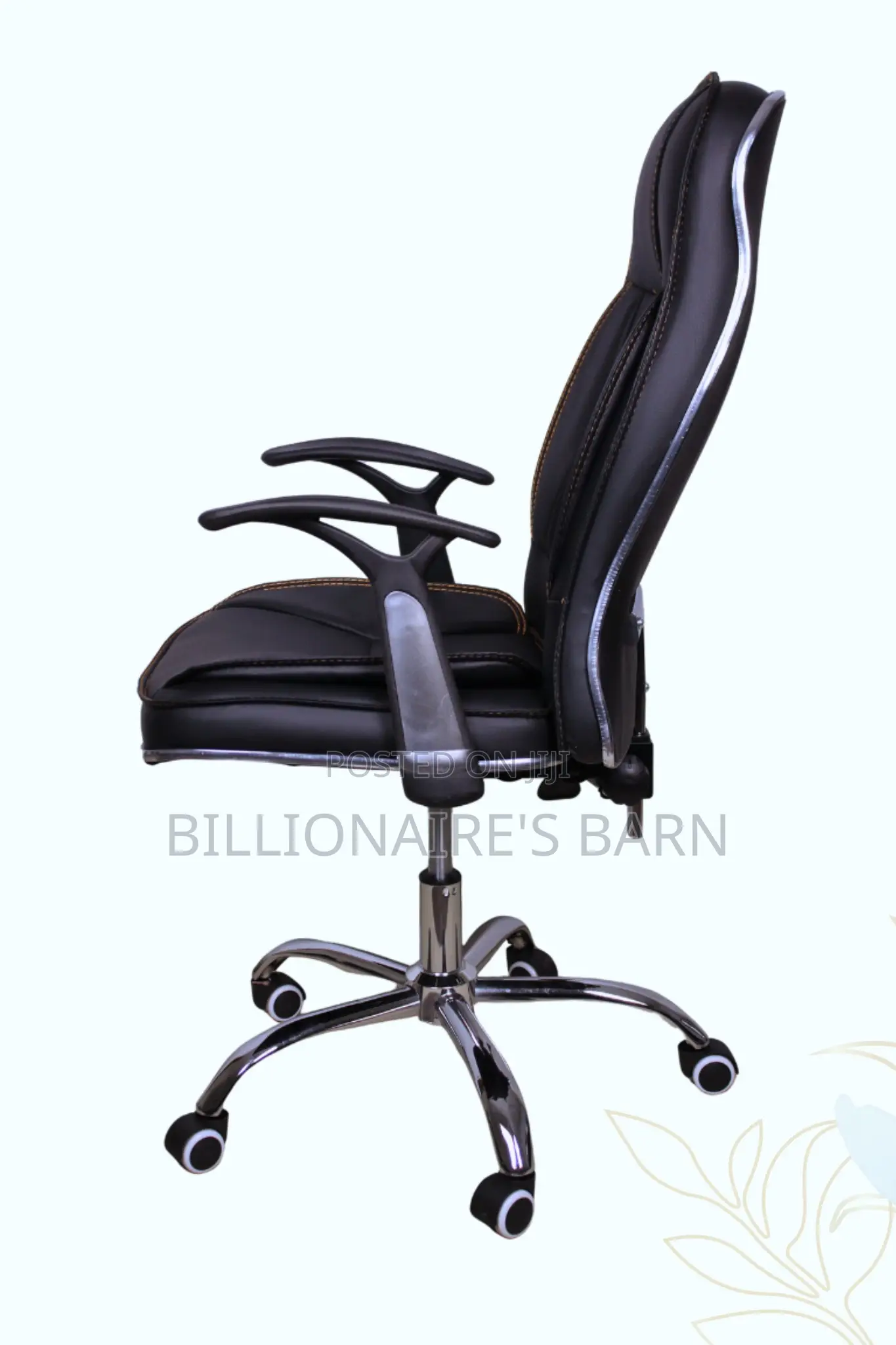 Office Chairs: Puffy Black Leather Executive Office Chair