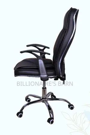 Office Chairs: Puffy Black Leather Executive Office Chair