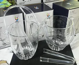 800 Ml Glass Ice Buscket +Tong 12 Cm