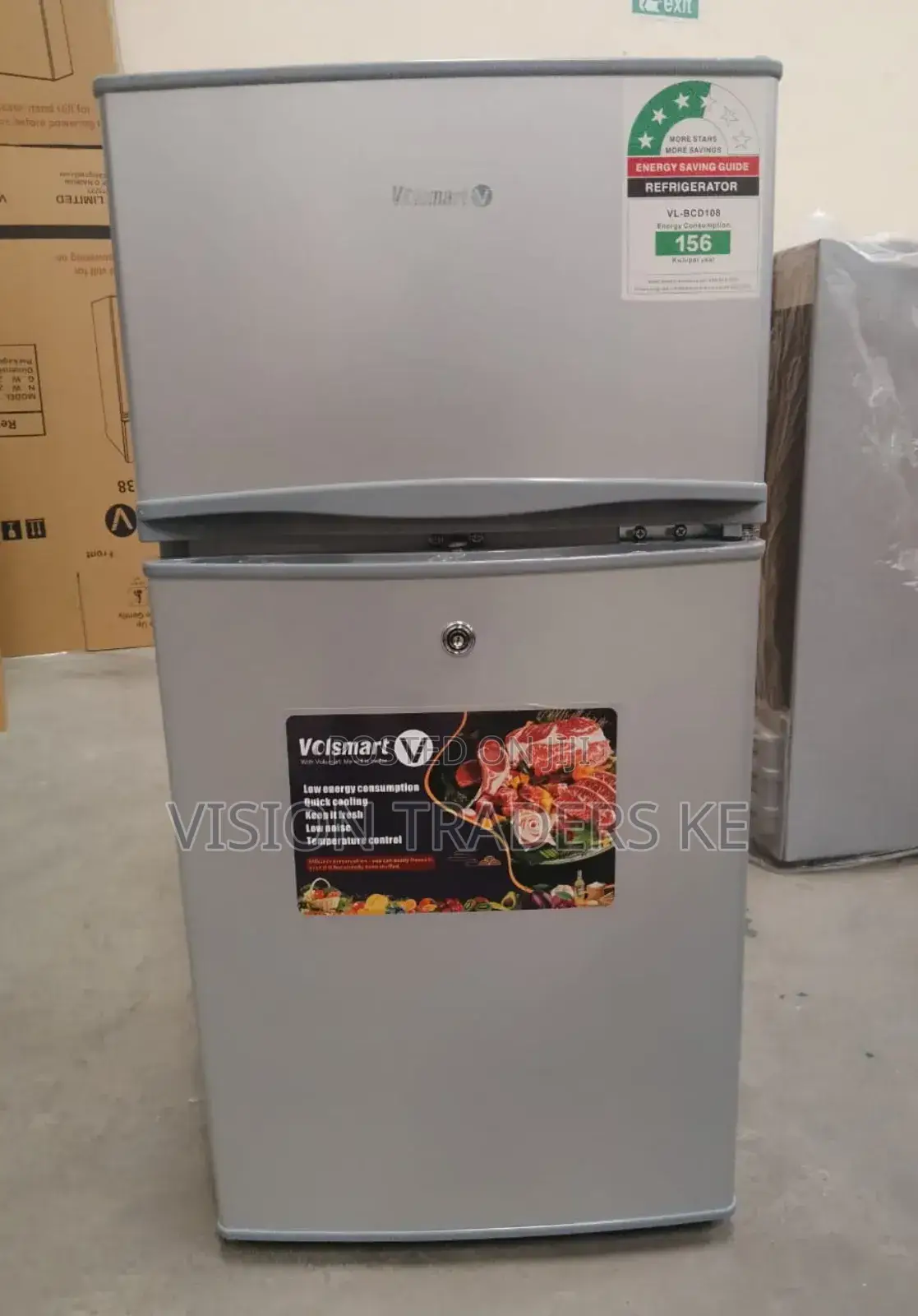 Silver Volsmart 108litres Double Door Refrigerator