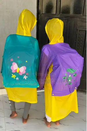 Kids Colourful Waterproof Raincoat With Hood and Prints