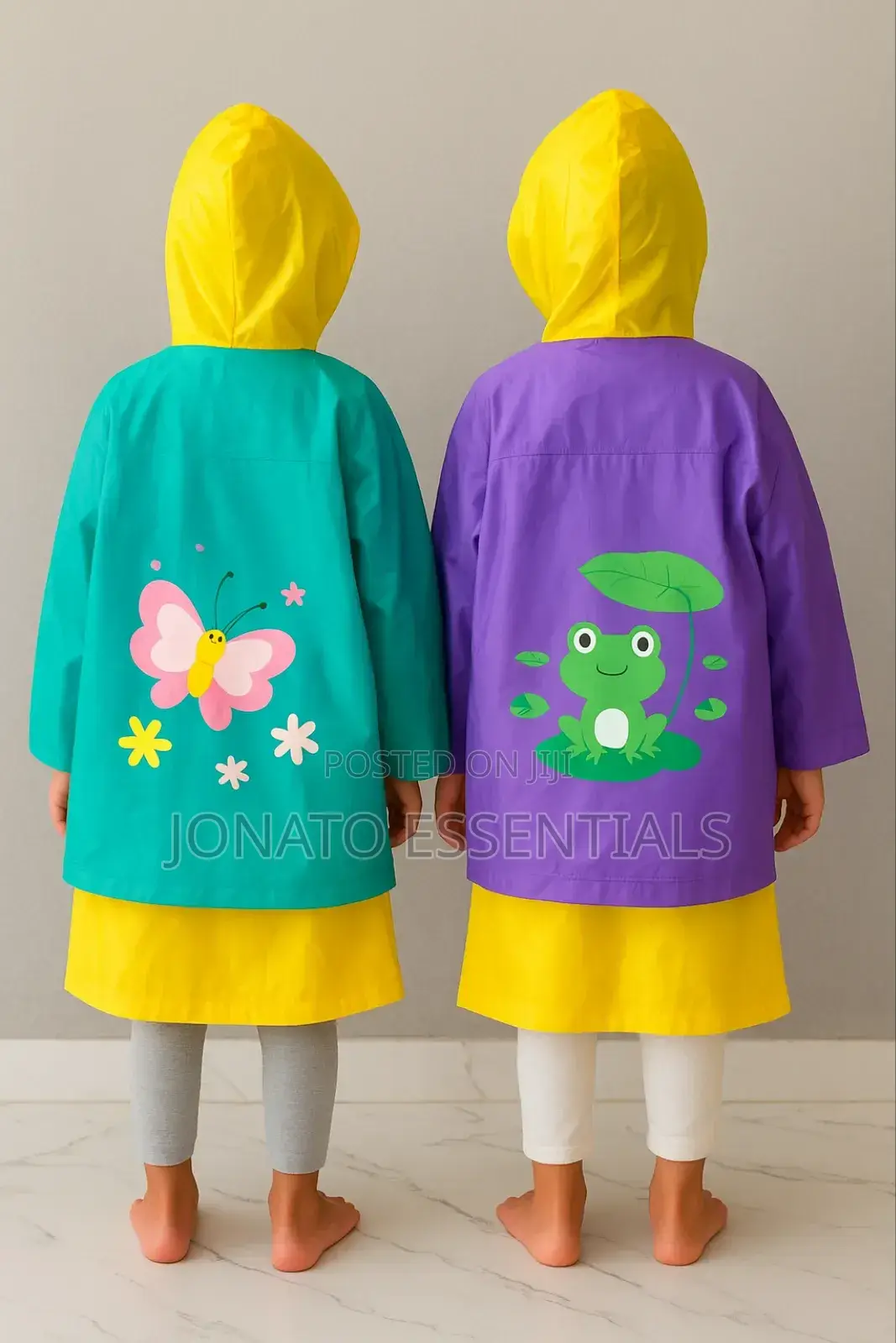 Kids Colourful Waterproof Raincoat With Hood and Prints
