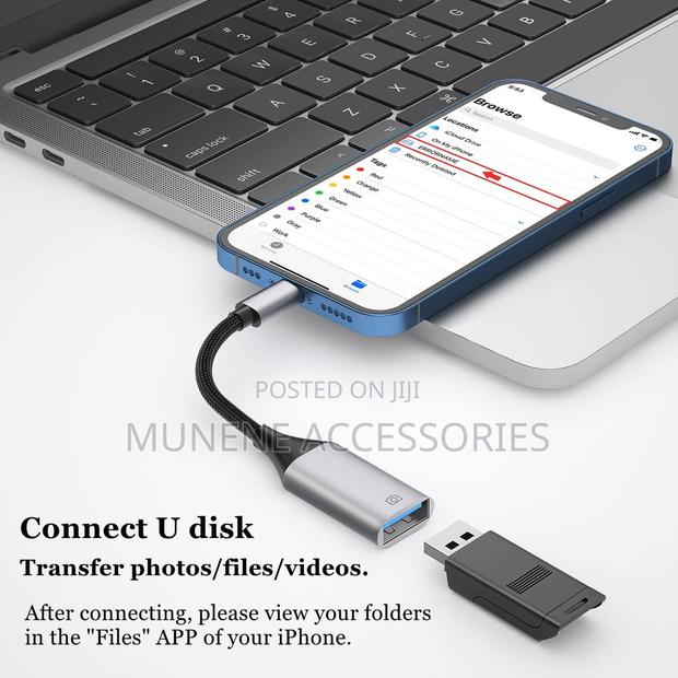 Lightning to Usb Camera Adapter for iPhone Ios Otg Cable - thumbnail 4