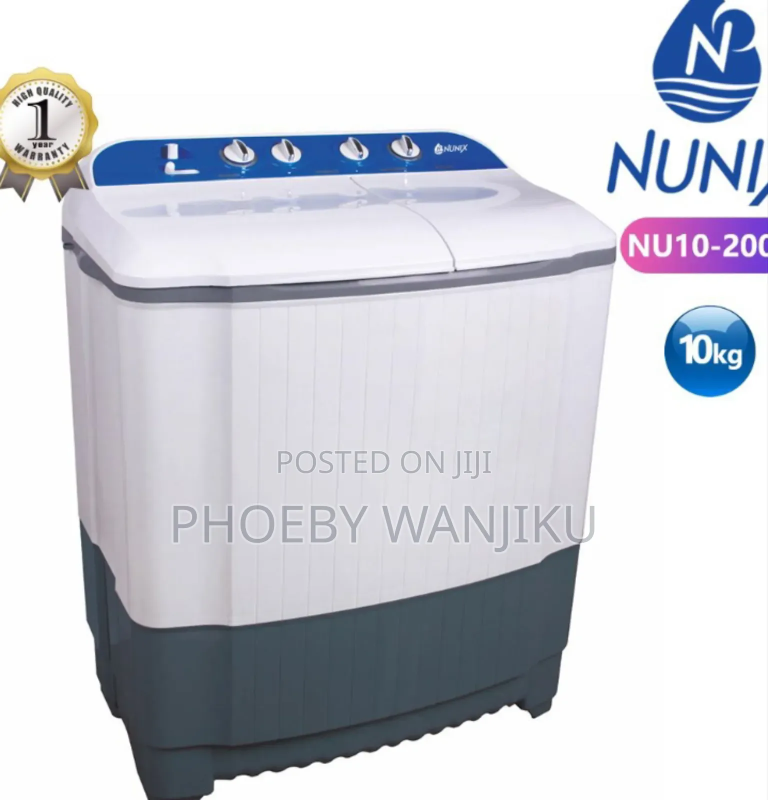 Nunix Semi Automatic Washing Machine 10kgs