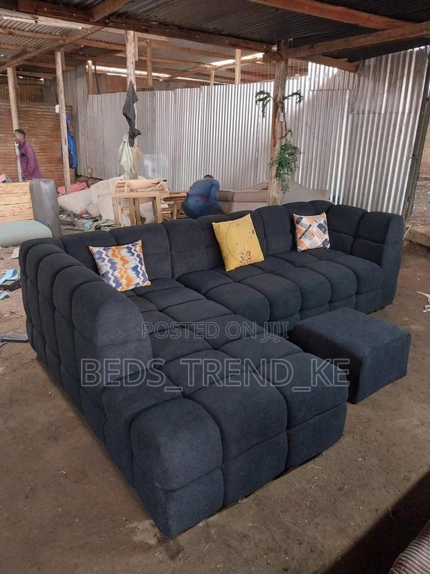 Baautiful Black 6 Seater Bubble L Seat Sofa - main view
