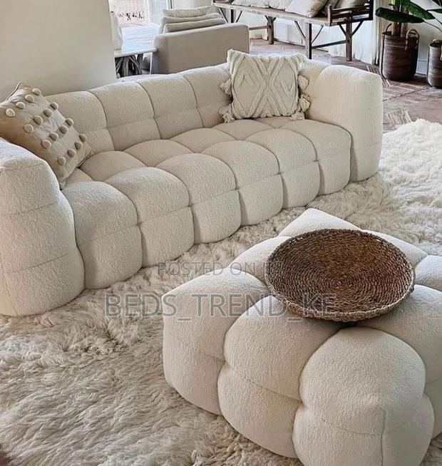 3 Seater Quality Bubble Couch With Matching Puff - main view