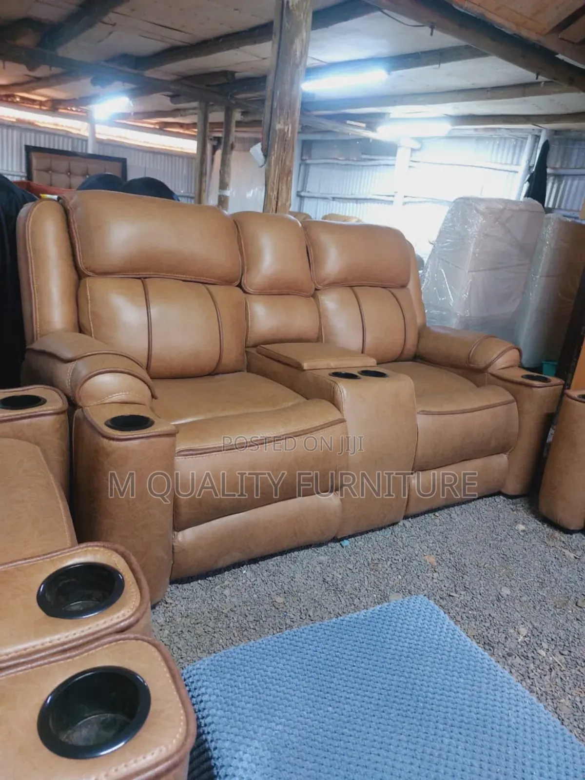 5 Seater Brown Semi Recliner Sofas
