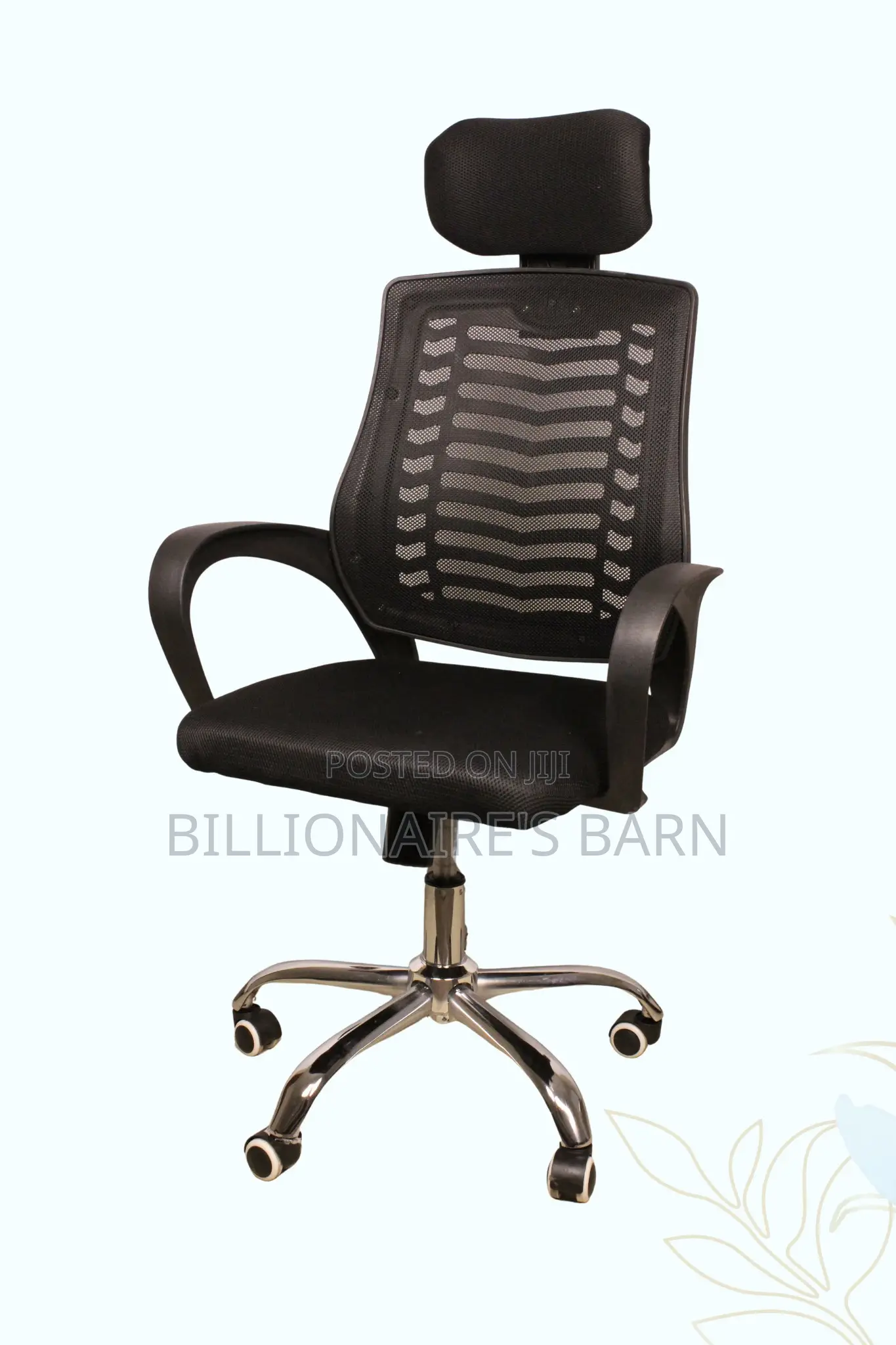 Chair; Secretarial Mesh Ergonomic Headrest Seat-Wheels