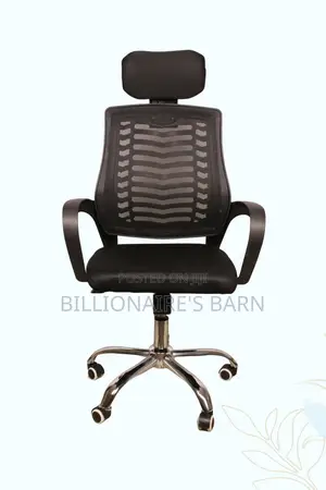 Chair; Secretarial Mesh Ergonomic Headrest Seat-Wheels