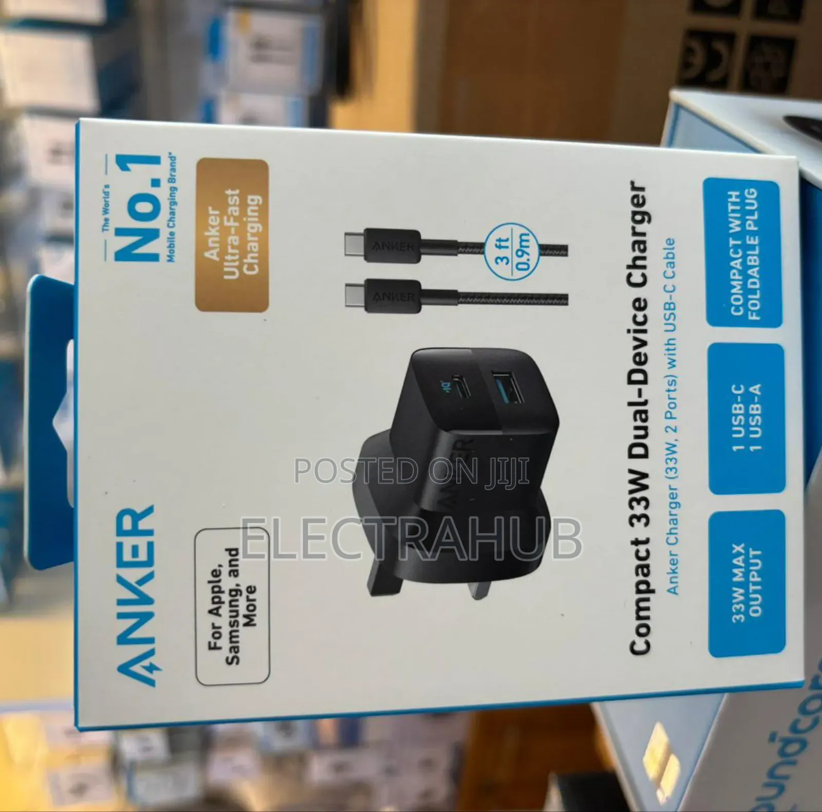 Anker 323 33w Dual Port Charger With Usb-C Cable Brand New