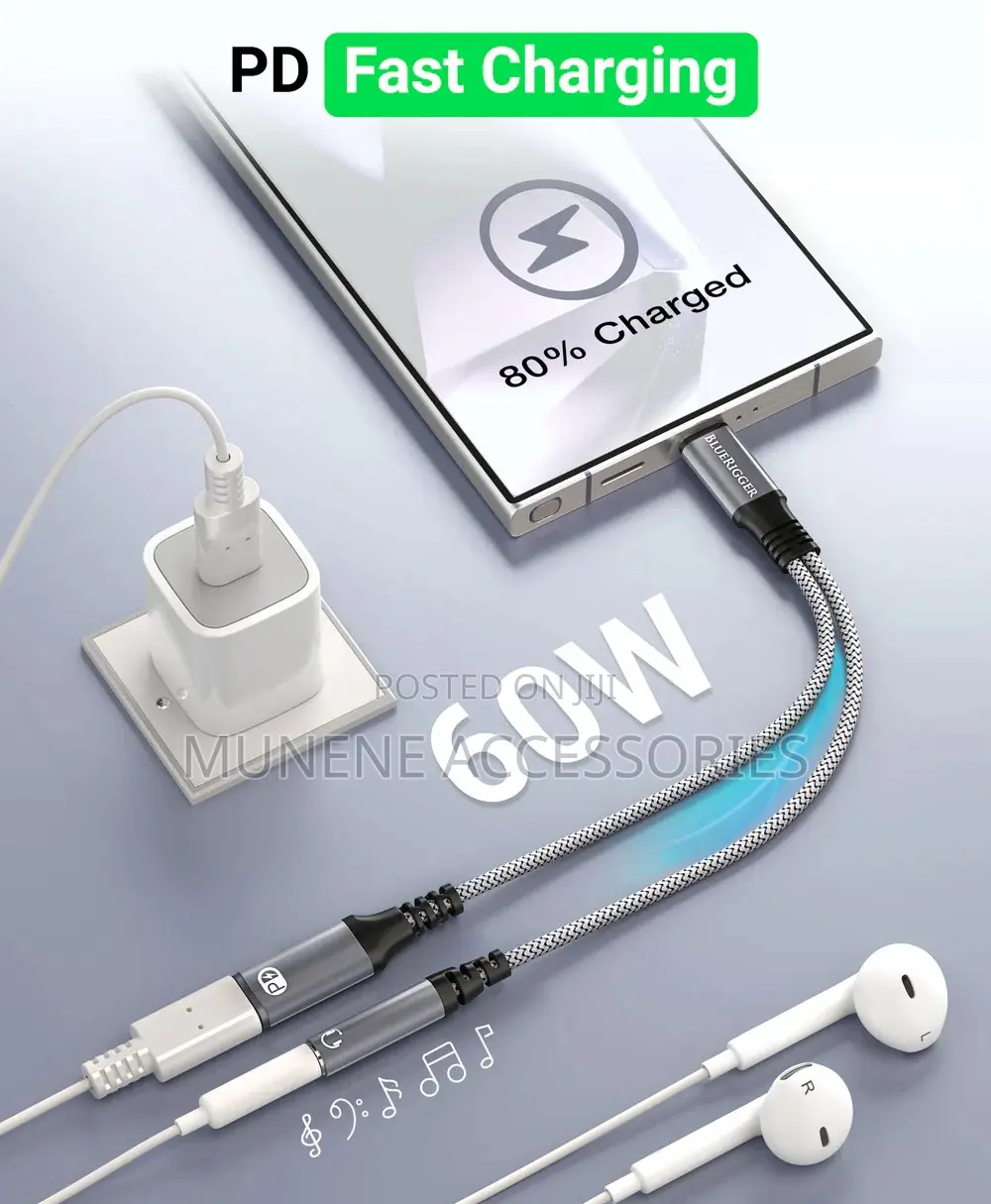 Usb C to 3.5mm Headphone and Charger Adapter Mic Jack Pdcabl