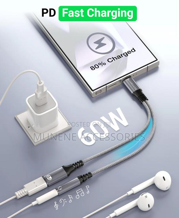 Usb C to 3.5mm Headphone and Charger Adapter Mic Jack Pdcabl - thumbnail 3
