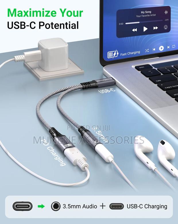 Usb C to 3.5mm Headphone and Charger Adapter Mic Jack Pdcabl - thumbnail 4