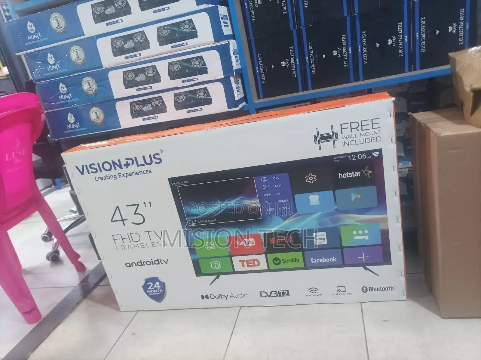 Vision Plus 43′′ Smart Android FHD 1080p Tv + Free Wall Bracket