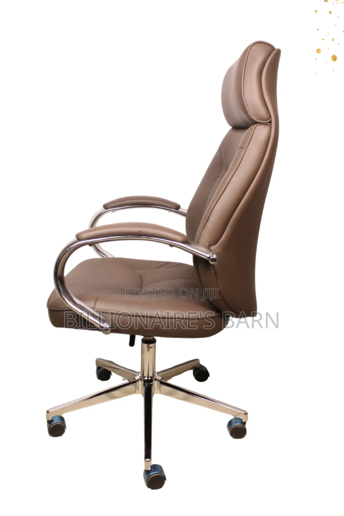 Office Chair, Executive Leather Chair With High Back, Chrome Base