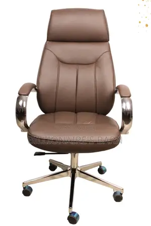 Office Chair, Executive Leather Chair With High Back, Chrome Base