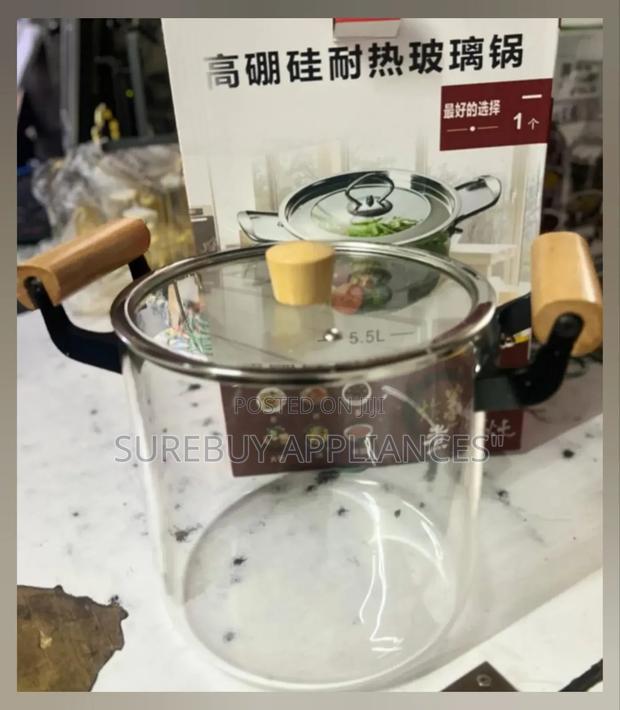 5.5 Borosilicate Glass Cooking Pot Microwave Safe