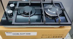 *Haier 2-Burner Built-in Cooker – Black Glass (Hob-S2f30bt)