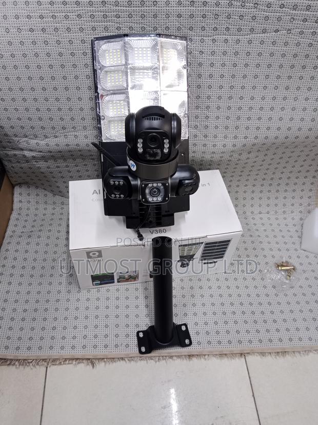 3-Lens Solar CCTV Streetlight With Night Vision - main view