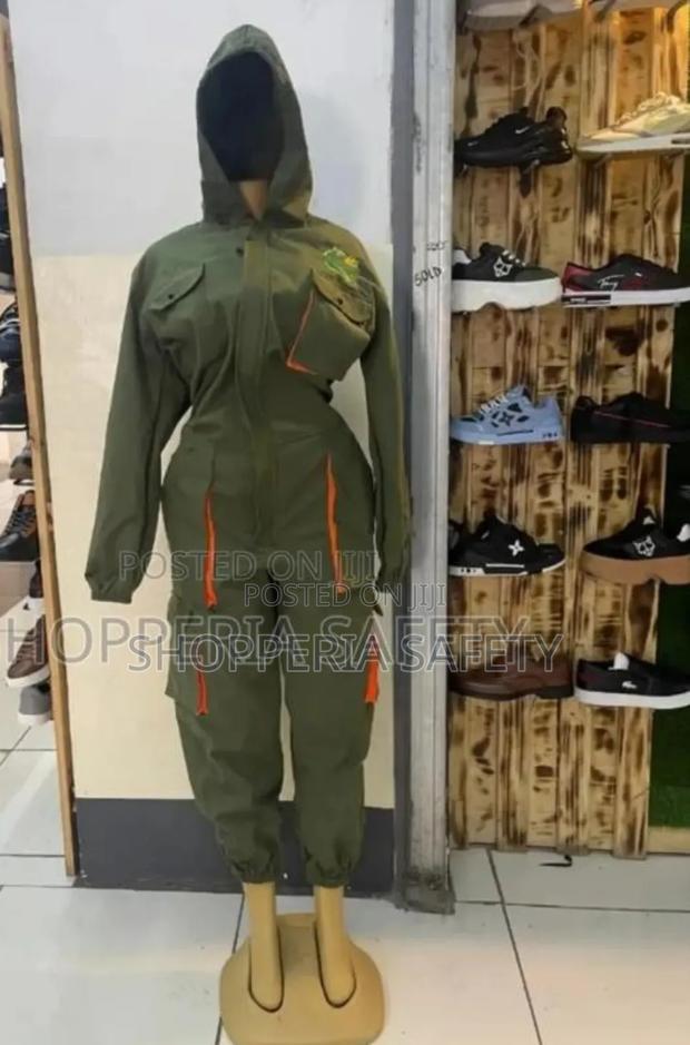 Jungle Green Mixed With Orange Cargo Overall- Hooded