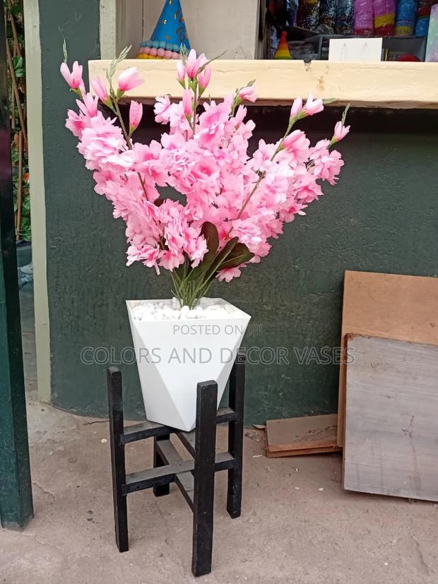 Pink Flowers on Stand - main view