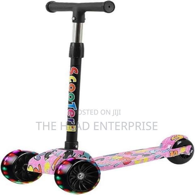 Pink With Lights Kids Heavy Duty Scooter