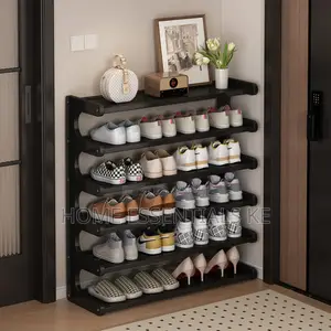 *Black 6 Layer Bamboo Shoe Rack*
83x23x80cm