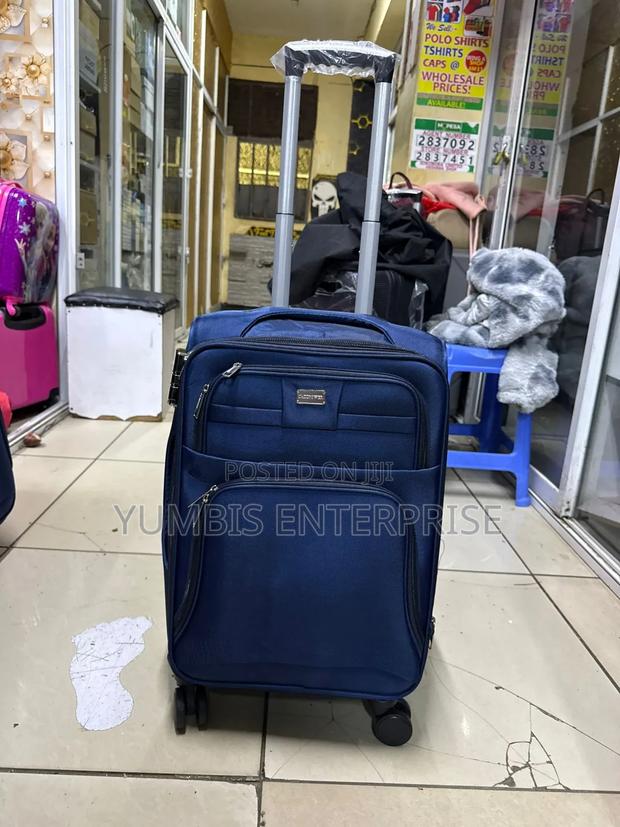 Navy Blue Small. Size Fabric Suitcase 56cm - thumbnail 2