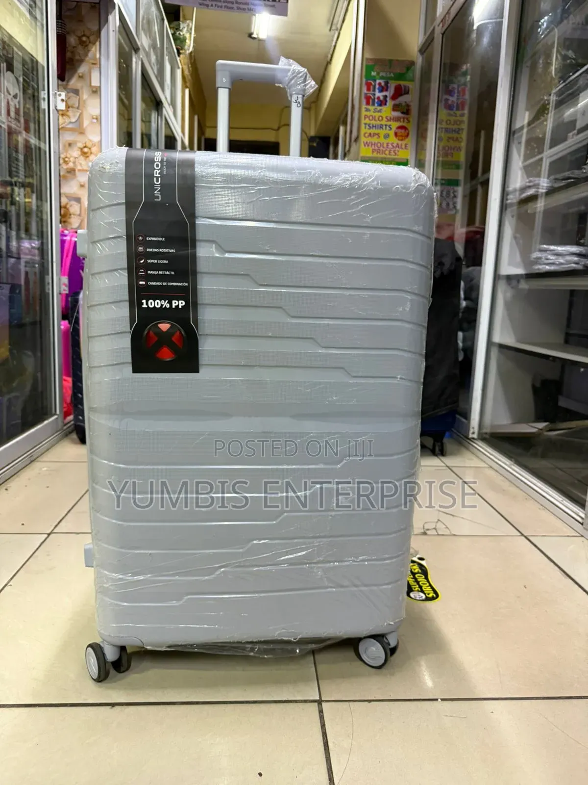 Xl Large Silver Grey Rubber Suitcase Height 75cm Biggest