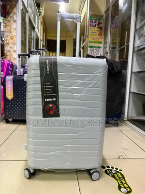 Silver Grey Medium Size 69cm Rubber Suitcase 1pc at