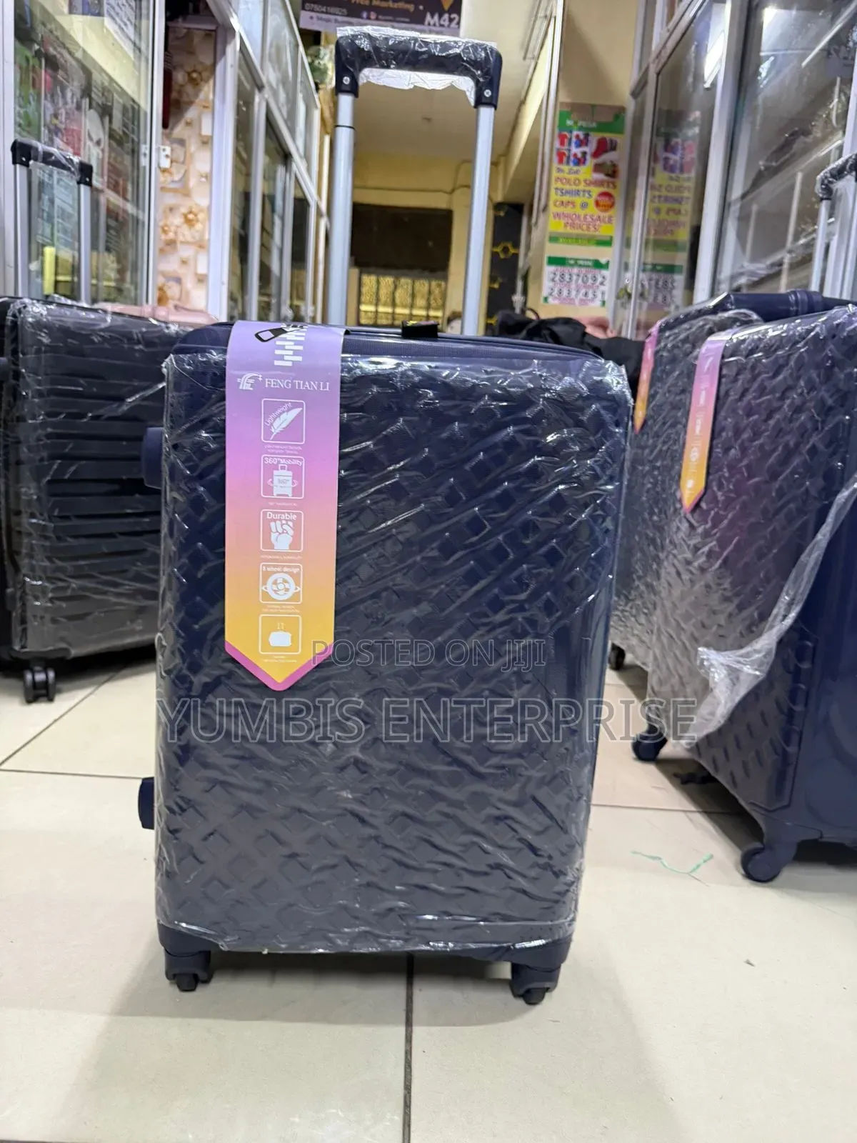 Small 1pc Rubber Navy Blue Suitcase at ,Each L