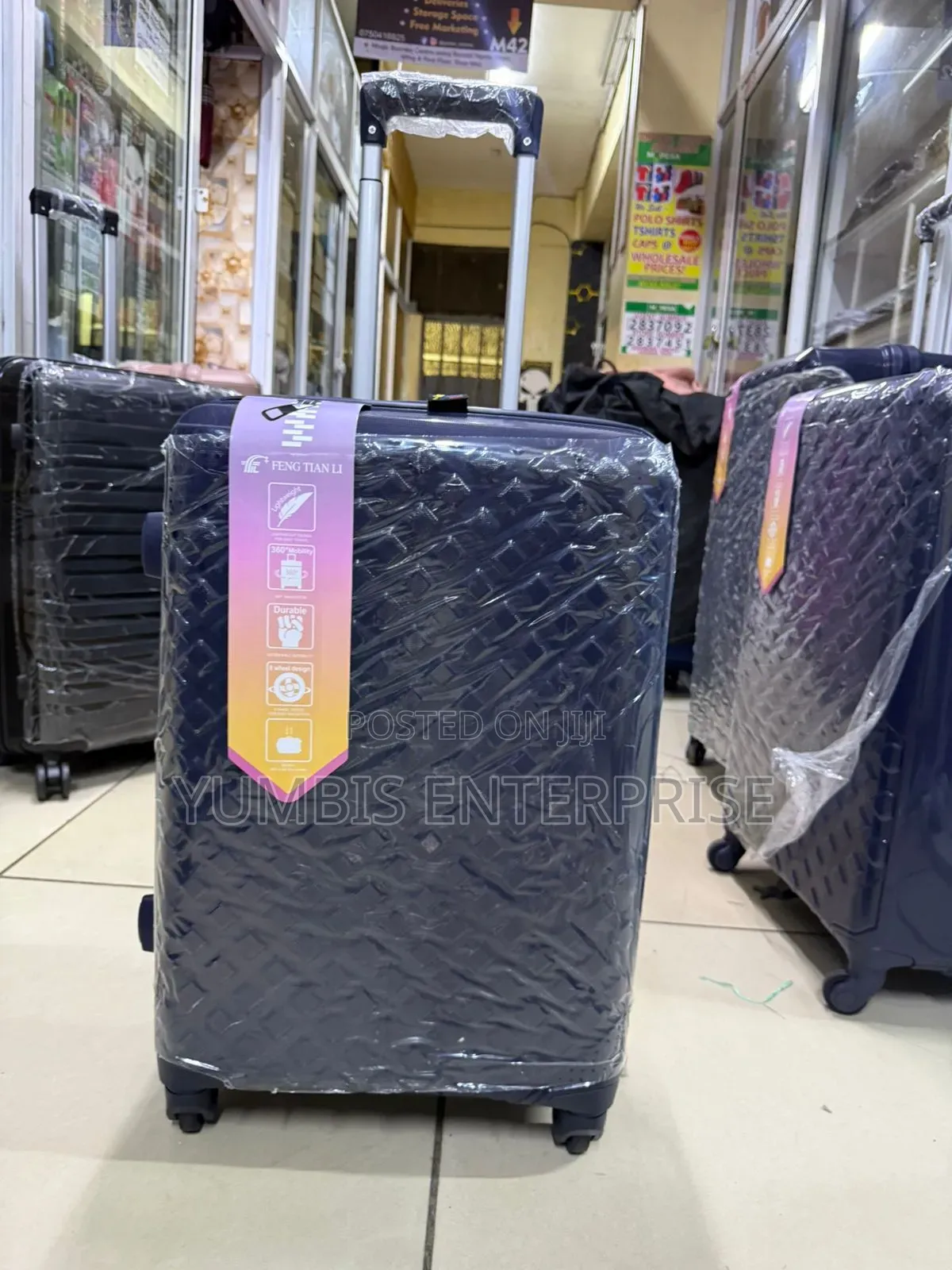 Small 1pc Rubber Navy Blue Suitcase at ,Each L