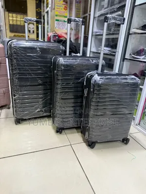 Full Set of Black Size 30 3 in 1 Rubber Suitcase Set