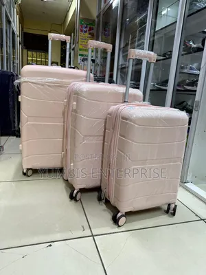 Peach 3 in 1 1 Rubber Unbreakable Suitcase Set With Double Zip
