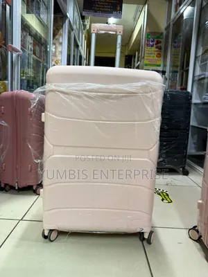 Peach Color Rubber Large Suitcase 72cm With Double Zip Zip Extension