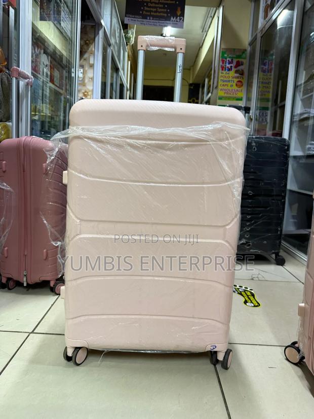 Peach Color Rubber Large Suitcase 72cm With Double Zip Zip Extension - thumbnail 2
