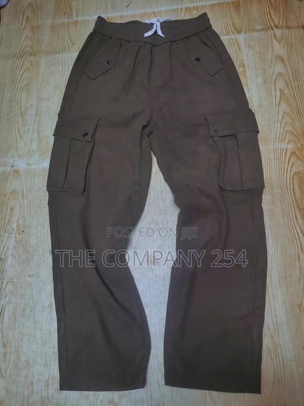 Plain Casual Cargo Design Plain Baggy Sweat Pants Trouser - thumbnail 3