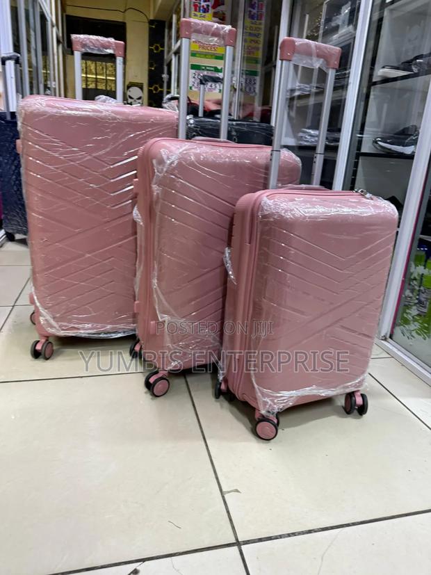 Pink Size 2 Rubber Quality 3 in 1 Suitcases Set - thumbnail 2
