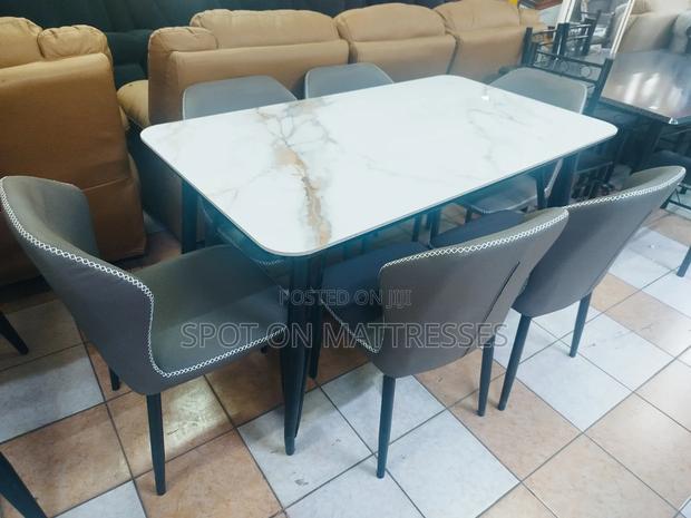 Exquisite! Marble Top Dining Table Set + 6 Chairs. - main view
