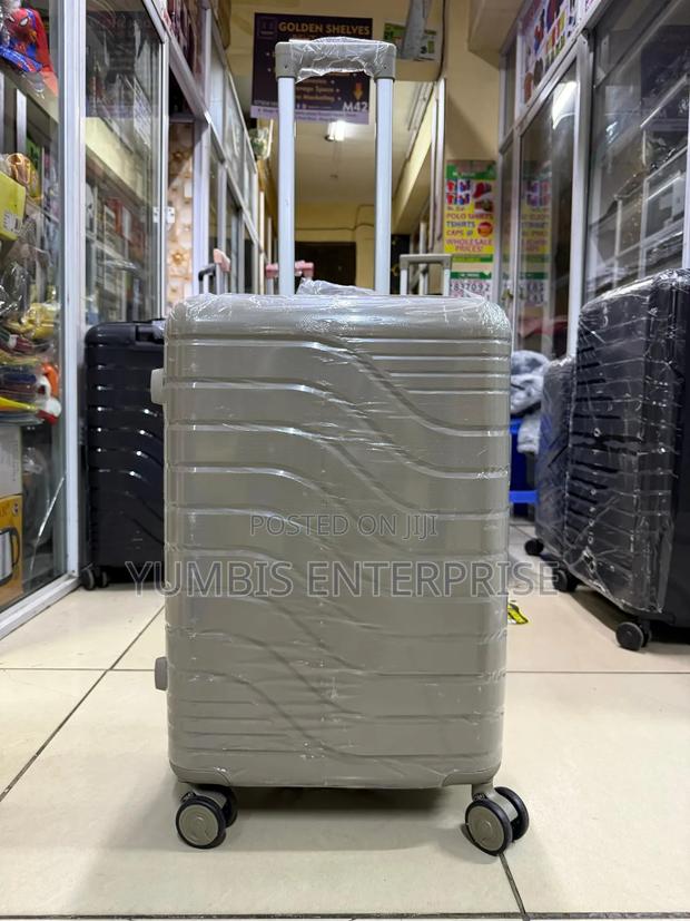 Large Brown Beige Suitcase - thumbnail 2