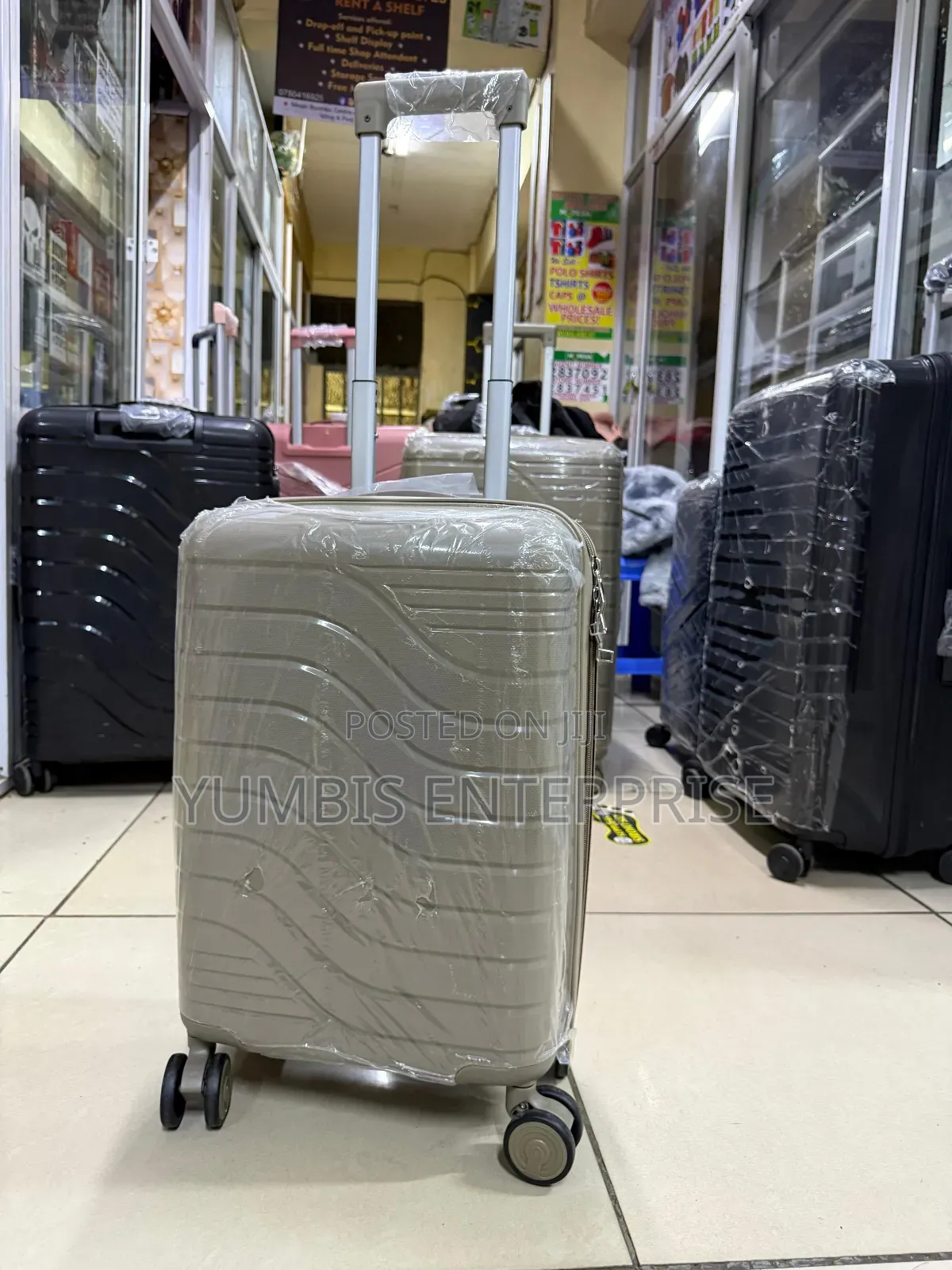 Small Carryon Suitcase Brown Beige Color for