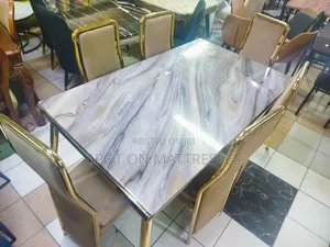 Stylish Marble Top Dining Table Set With 6 Chairs + Free Delivery.