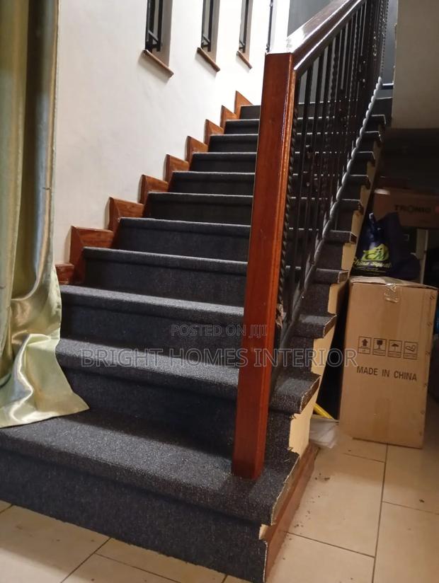 Dark Grey Carpet Installed in Stair Case