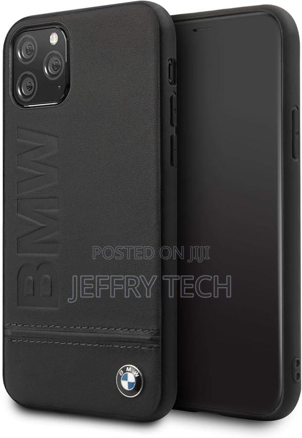 Qwrty iPhone 11 Pro BMW Logo Imprint Hard Leather Case